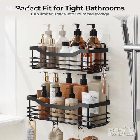 Нов Душ рафт от неръждаема стомана, без пробиване, самозалепващ се, за баня, шампоан, балсам, снимка 7 - Други стоки за дома - 54204638