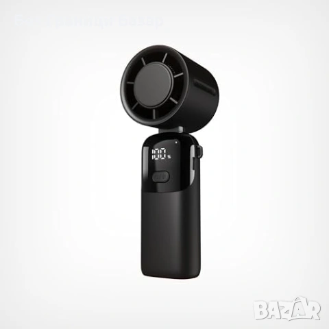 Нов Ръчен сгъваем вентилатор презареждаем компактен черен за охлаждане лято