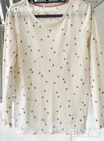 Изящна памучна блуза BODEN със сияйни златни точки , снимка 5 - Блузи с дълъг ръкав и пуловери - 54020292
