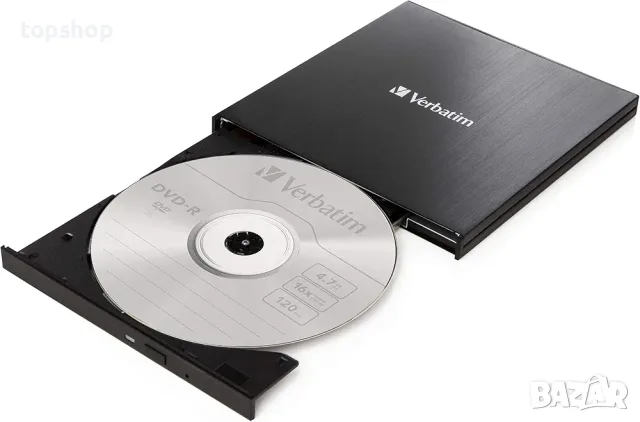 Чисто Нова Запечатана Премиум външна записвачка Verbatim External Slimline (USB-C / USB 3.2, метален