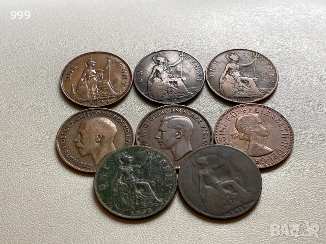 1 пени 1912, 1916, 1918, 1919, 1935, 1945, 1959, 1962 Великобритания