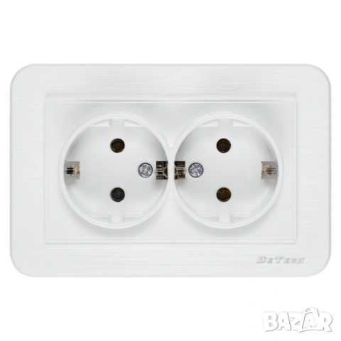 Двоен електрически контакт DeTech DE-9223-52 с рамка, Шуко, 16A, 250V, за вграждане, IP20, бял, снимка 2 - Друга електроника - 54822638