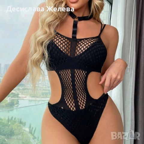 Елегантно мрежесто боди с чокър – Изкушение, което подчертава всяка извивка