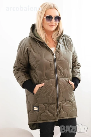 Дамско преходно яке Plus Size, ватирано с качулка, 8цвята , снимка 12 - Якета - 52951106