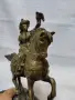 Масивна винтидж  бронзова статуетка изобразяваща соколарка на кон по време на лов, снимка 10