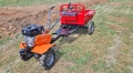 Мотофреза Daewoo с 4-тактов двигател 7 к.с. с 3 скорости + Самосвално ремарке Gardenmax 125x80x30 cm, снимка 2