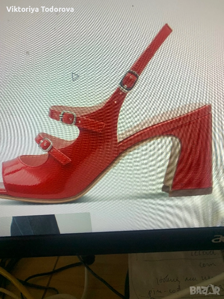 Червени лачени сандали Тамарис-НОВИ, снимка 1