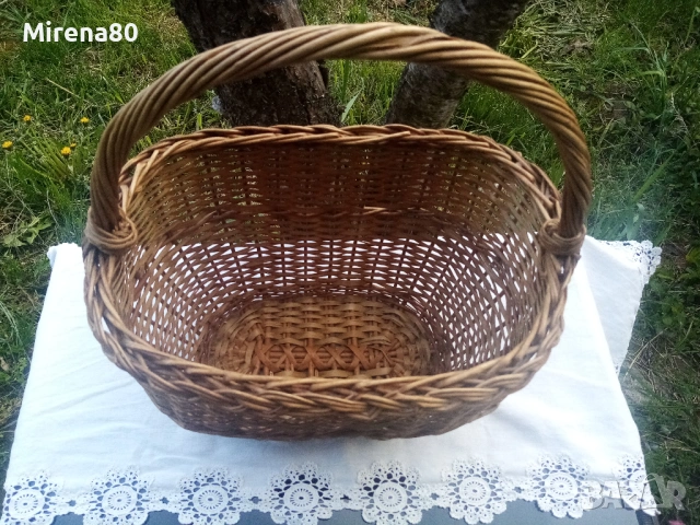 Голяма ретро кошница, снимка 2 - Антикварни и старинни предмети - 54160098