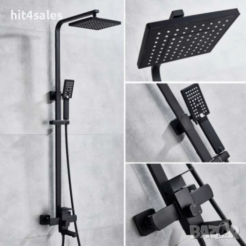 Комплект душ колона, стенен монтаж, двойно управление, керамика, 131-200 мм, черна, снимка 4 - Други стоки за дома - 54072591