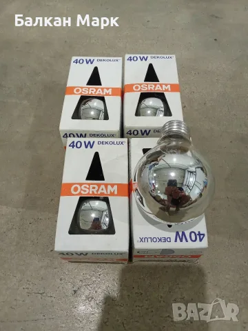 Ретро / Винтидж декоративни крушки OSRAM Dekolux 40W E27 – Огледален купол (Лот 4 бр.), снимка 2 - Крушки - 55403597