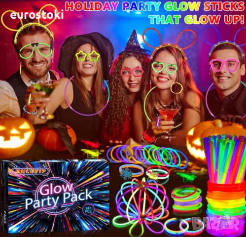Парти комплект неонови пръчки MULEVIP Glow Party, 347 части, фосфоресциращи пръчки с конектори , снимка 2 - Декорация за дома - 54493021
