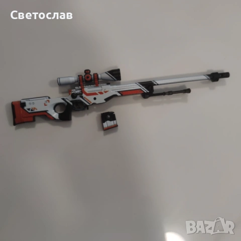 Умален модел на AWP Asiimov от CS:GO/CS:2 в мащаб 1:6, снимка 2 - Колекции - 54812634