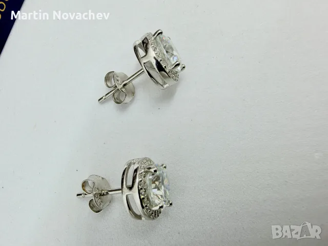 Сребърни обеци с мойсанит (Диамант) 1 карат, снимка 7 - Обеци - 55637855