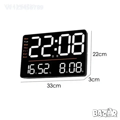 LED стенен часовник X6636 с време,седмица,температура,влажност+дистанционно, снимка 4 - Стенни часовници - 54010284