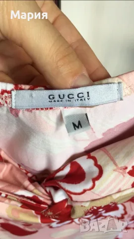 Gucci Гучи Размер М / C Дамска Рокля Лятна Плажна Розова Бяла Цветя , снимка 14 - Рокли - 55394805