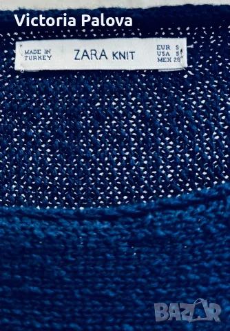 Тъмносиня плетена рокля -пуловер ZARA KNIT, размер S, снимка 2 - Рокли - 55441532