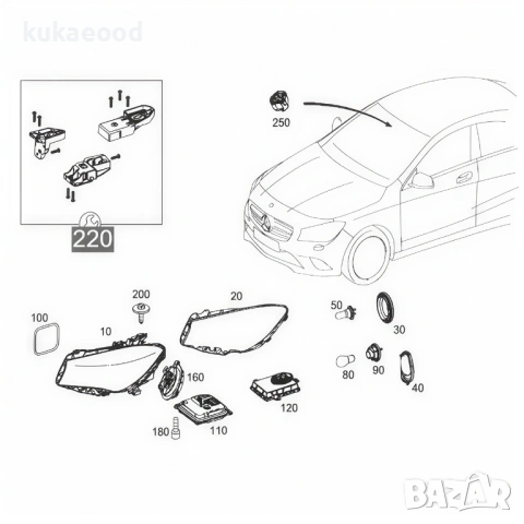 Комплект щипки за захващане на фар Mercedes GLA-Class X156, снимка 4 - Части - 54192158