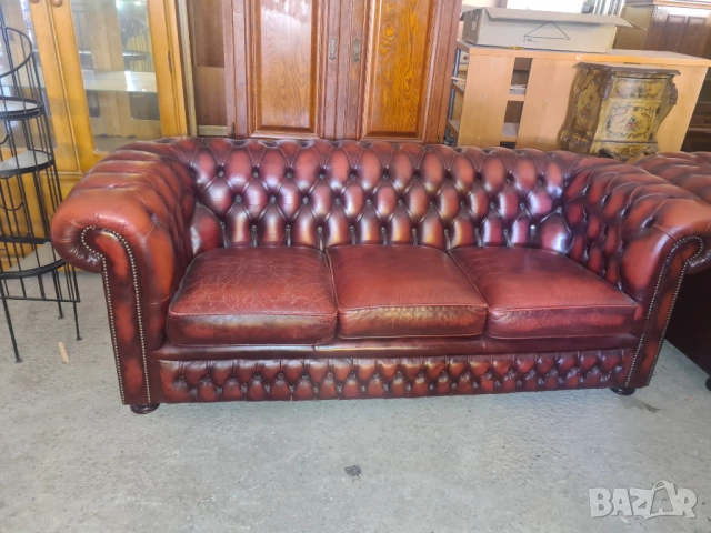 Кожен комплект дивани тип "Chesterfield" (3+2), снимка 3 - Дивани и мека мебел - 54534572