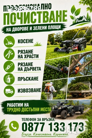 Професионлно Почистване на дворове и терени 