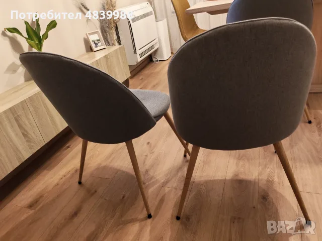 Трапезен стол - цвят сив - 4 бр. , снимка 5 - Столове - 55696260