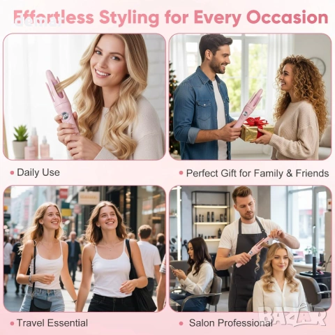 Автоматична безжична маша за коса с 4 температурни настройки, 32 мм, 4000mAh,сензор против заплитане, снимка 7 - Маши за коса - 54109648