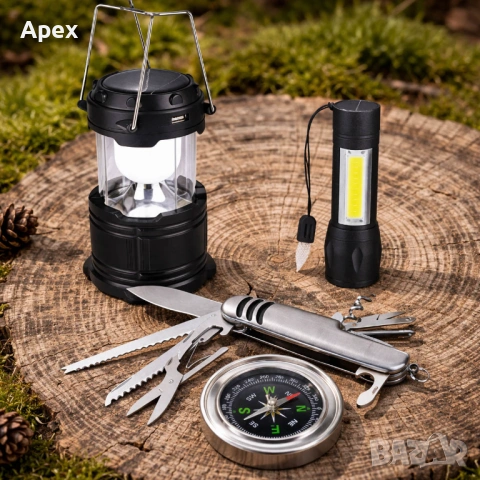 Мултифункционално Джобно Ножче.Ножка.Компас.Компаси.Сгъваемо Ножче. Фенери.Лампа.LED Къмпинг Фенер +