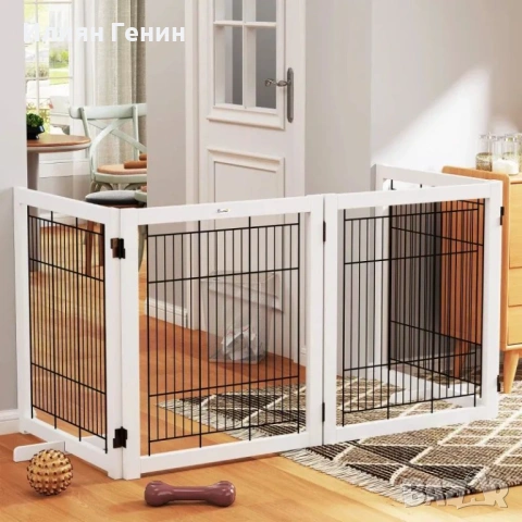 PawHut Дървена предпазна врата за кучета, снимка 14 - За кучета - 54404425