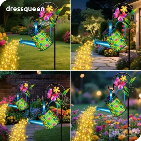 4978 Соларна градинска лампа „Вълшебна лейка“ с многоцветни LED светлини и метален статив, снимка 2 - Соларни лампи - 54065901