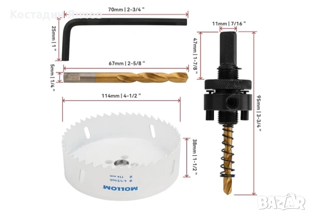 Боркорона Mollom 94 mm,114 mm, снимка 16 - Други инструменти - 54151656