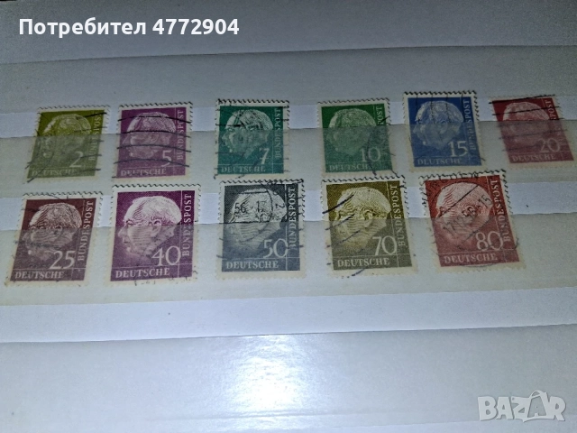 Германски пощенски марки 1954  комплект  с Д-р Th. Heuss 