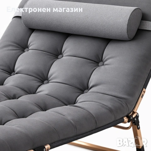 Сгъваемо къмпинг легло с матрак (180 см) – Регулируем градински шезлонг с възглавница, снимка 6 - Градински мебели, декорация  - 54053817