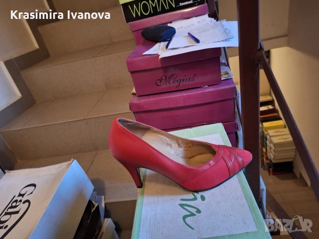 нови обувки естествена кожа цвят червен , снимка 2 - Дамски обувки на ток - 54209692