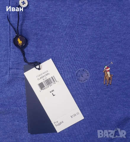 Нова оригинална фланелка Polo Ralph Lauren custom slim fit - размер  L, M - 100% памук, снимка 3 - Тениски - 54038332