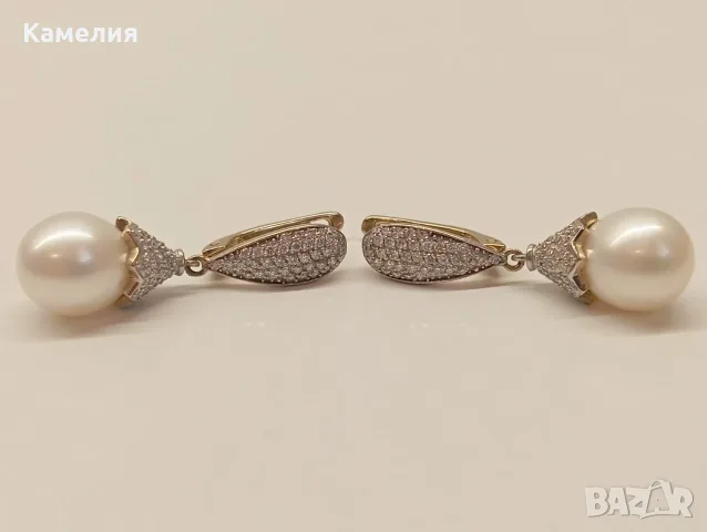Руско злато. Обеци с брилианти. , снимка 10 - Обеци - 55299565