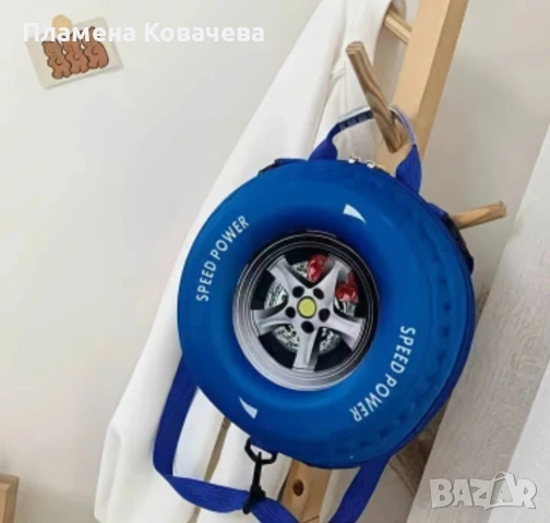 3D твърда детска раница синя РАЛИ ГУМА 