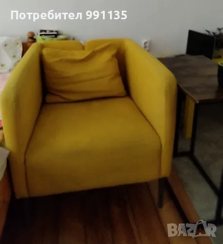 Жълто канапе-фотьойл , снимка 2 - Дивани и мека мебел - 55687919