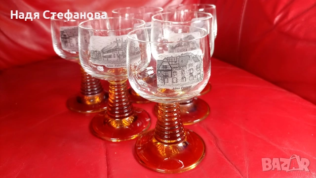 Много красив френски кристал, концентрат, 100 мл, жълтеникаво столче, снимка 7 - Чаши - 55221504