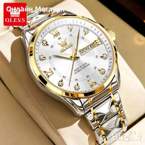 OLEVS 2906 Луксозен Мъжки Кварцов Часовник с Календар, снимка 10 - Мъжки - 54211710