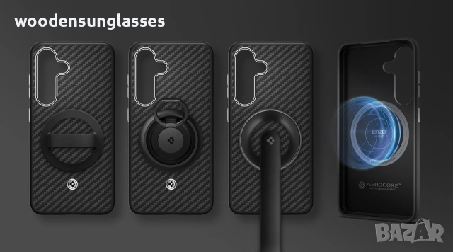 Кевларен карбон калъф кейс Spigen Enzo Aramid MagSafe Black Silver Case за Samsung Galaxy S25+, снимка 7 - Калъфи, кейсове - 55184803