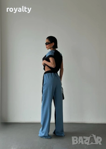 Нов Стилен Дамски Комплект с Акцент Деним, снимка 3 - Спортни екипи - 54350756