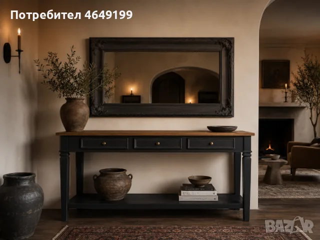 Класическа конзолна маса с огледало, снимка 3 - Маси - 55602634