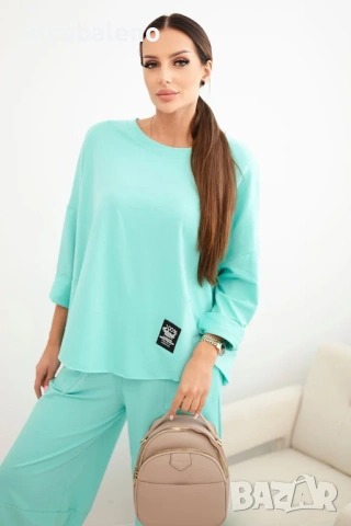 Дамски комплект от две части памучен суичър + панталон, 13цвята , снимка 2 - Комплекти - 46860411