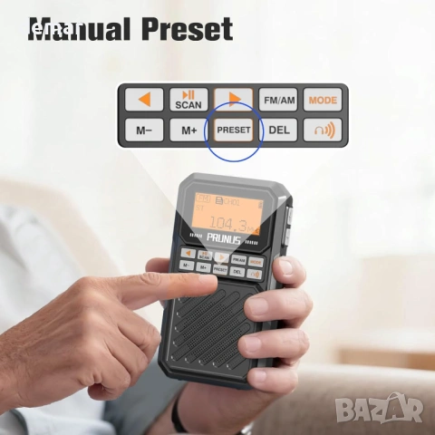 PRUNUS J-525 Малко радио AM FM, Bluetooth, 2500mAh, TF карта/Жак за слушалки/Таймер, снимка 7 - Радиокасетофони, транзистори - 54690115