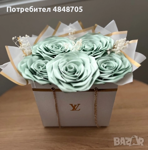 Луксозна handmade чантичка с сатенени рози – уникален подарък, снимка 4 - Романтични подаръци - 54799364