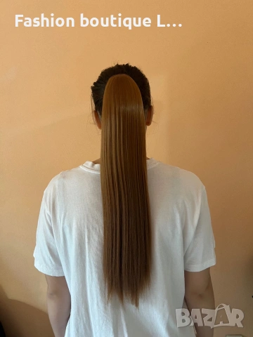 Меден цвят коса на екстеншън тип конска опашка 60 сантиметра 100 грама може да се къдри и изправя ❤️