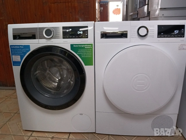 Комплект пералня и сушилня с термопомпа Бош Bosch Serie 6 A+++ 9кг Made in Germany  2 г.Гаранция!, снимка 2 - Перални - 54907359