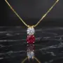 Ново Златно Италианско Колие с 0.40кт Естествен Диамант и Рубин, снимка 1