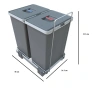 Кош за отпадъци Elletipi Ecofil PF01 44B2 2x24л За вграждане в чекмедже кош за боклук разделно , снимка 7