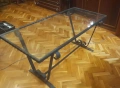Метална маса със стъклен плот 50/100/50см, снимка 1
