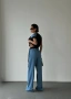 Нов Стилен Дамски Комплект с Акцент Деним, снимка 3
